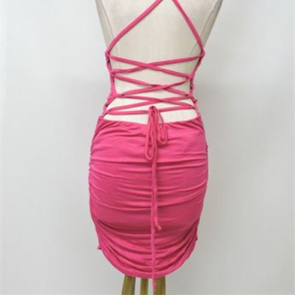 Women's UK2LA Open Back Ruched Dress - Size L - Picture 4 of 8